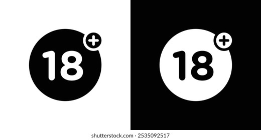 Dieciocho más icono de logotipo lineal aislado