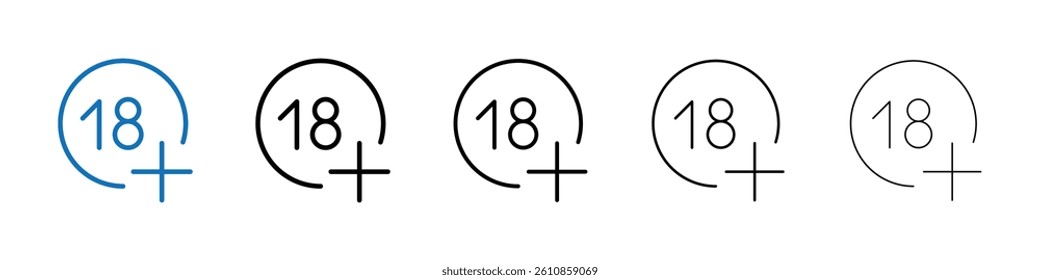 Eighteen plus icon Outline vector logo for web ui