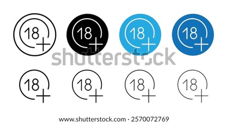 Eighteen plus icon Outline vector for web ui