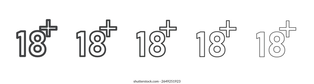 Dezoito mais ícone símbolo simples de coleção de ilustrações