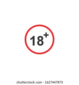 Eighteen plus Icon vector sign isolated for graphic and web design. 18+ symbol template color editable on white background.