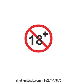 Eighteen plus Icon vector sign isolated for graphic and web design. 18+ symbol template color editable on white background.