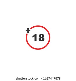 Eighteen plus Icon vector sign isolated for graphic and web design. 18+ symbol template color editable on white background.