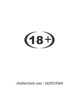 Eighteen plus Icon vector sign isolated for graphic and web design. 18+ symbol template color editable on white background.