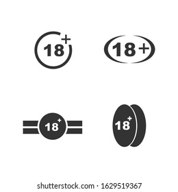 Eighteen plus Icon vector sign isolated for graphic and web design. 18+ symbol template color editable on white background.