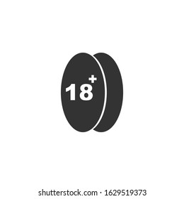 Eighteen plus Icon vector sign isolated for graphic and web design. 18+ symbol template color editable on white background.