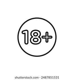 Eighteen plus logo sign vector outline
