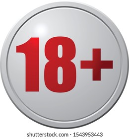 Eighteen Plus Round Glossy Icon. 