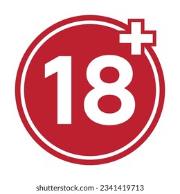 "eighteen plus" round sign. Vector Illustration