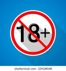 Eighteen plus sign. 18+