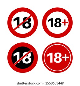 Eighteen plus. Under 18 years old sign. 18 plus sign icon design template