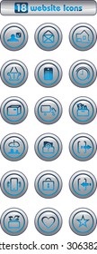 Eighteen silver website icons. Vector