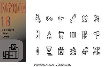 eighteen vector set of transportation icons