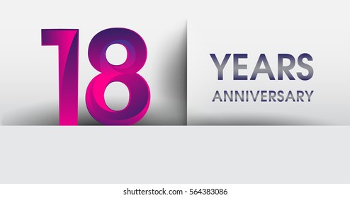 eighteen years Anniversary celebration logo, flat design isolated on white background, vector elements for banner, invitation card for 18th birthday party