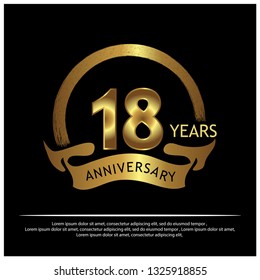 Eighteen years anniversary golden. anniversary template design for web, game ,Creative poster, booklet, leaflet, flyer, magazine, invitation card - Vector