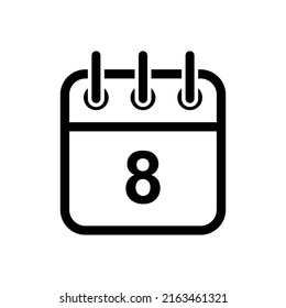 Eighth Day Calendar Icon Vector Illustration Web Design Element