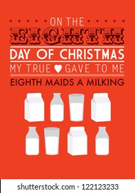 eighth day of the twelve days of christmas template vector/illustration - eighth maids a milking