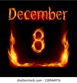 Eighth December in Calendar of Fire. Icon on black background