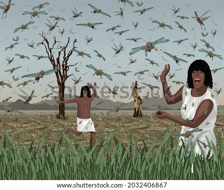 Eighth Egyptian Plague: Swarm of Locusts Stockfoto © 
