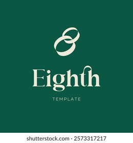 Eighth logo vector template on green field