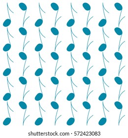 eighth note blue color. pattern of notes. white background. vector illustration.