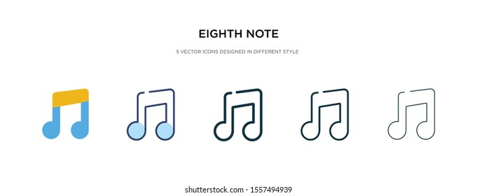 eighth note icon in different style vector illustration. two colored and black eighth note vector icons designed in filled, outline, line and stroke style can be used for web, mobile, ui