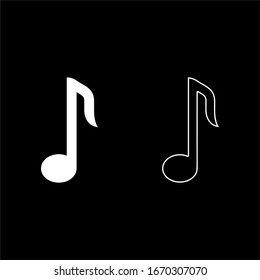 Achte Noten Symbol Umriss-Set mit weißer Vektorillustration Illustration flach Stil Bild