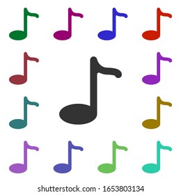 Icono de estilo multicolor de octava nota. Glifo simple, vector plano de iconos web para ui y ux, sitio web o aplicación móvil