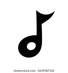 Eighth note music icon simple black silhouette design