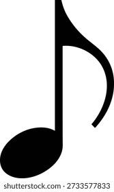   
Eighth note music symbol vector, black quaver icon design, musical notation element, rhythm representation graphic, isolated on white background