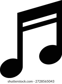 Eighth note musical symbol in isolation for music notation and design