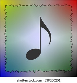 The eighth note on a beautiful background. The designation of a music file.
