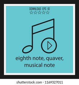 eighth note, quaver, musical note vector icon