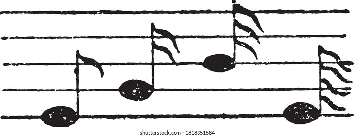 Eighth notes, From the Dictionary of Word and Things, 1888.