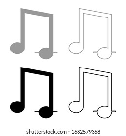 Eighth notes icon outline set black grey color vector illustration flat style image