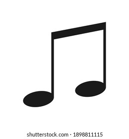 Eighth notes, song, melody. Black and white silhouette of musical notes. Illustration