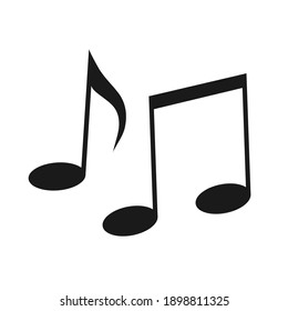 Eighth Notes, Song, Melody. Black And White Silhouette Of Musical Notes. Illustration