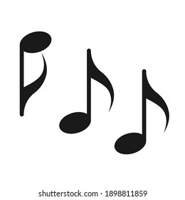 Eighth notes, song, melody. Black and white silhouette of musical notes. Illustration