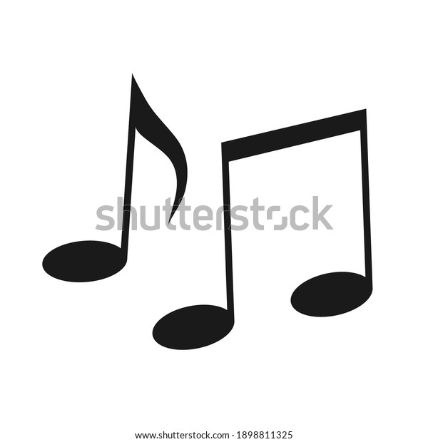 8音 歌 メロディ 音符の黒と白のシルエット イラスト のベクター画像素材 ロイヤリティフリー