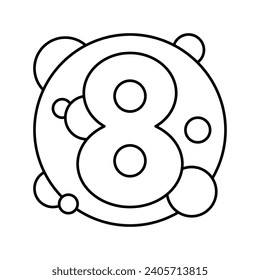 eighth number line icon vector. eighth number sign. isolated contour symbol black illustration