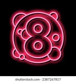 eighth number neon light sign vector. eighth number illustration