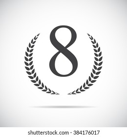 Eighth Place Laurel Design Label Vector Illustration EPS10