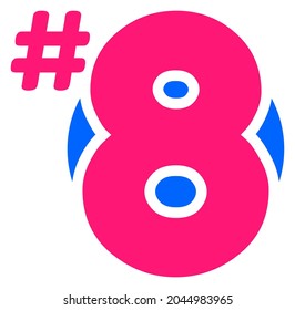 Eighth Place Sign - Amazing vector template of rounded 8th place sign suitable for animation, grade, icon, tournament, sign, ranking, sticker, template design assets, decoration, and illustration 