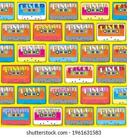 Eighties disco audio cassettes background