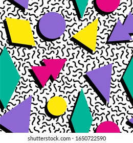 Eighties neon vector seamless pattern