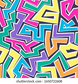 Eighties neon vector seamless pattern