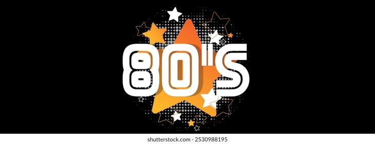 Eighties on black background with stars