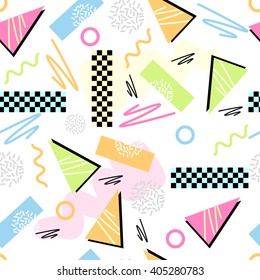 Eighties Seamless Pattern Vector. 