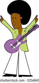 A eighties style guitarist in a rock band