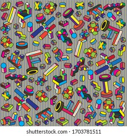 Eighties style seamless geometric pattern background